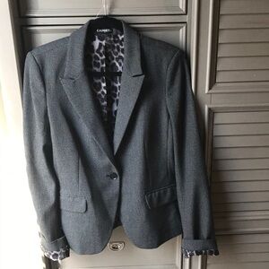 Sz12 banana republic gray blazer w leopard lining